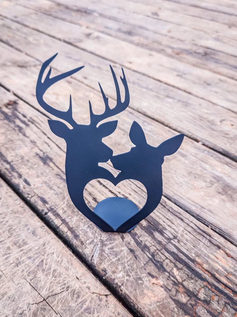 Deer Love Buck & Doe Heart, Tee candle stand "FREE SHIPPING"